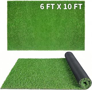 XLX TURF 6FT x 10FT Indoor Outdoor Fake Grass Rug, Artificial Turf Roll for Patio Balcony Backyar...