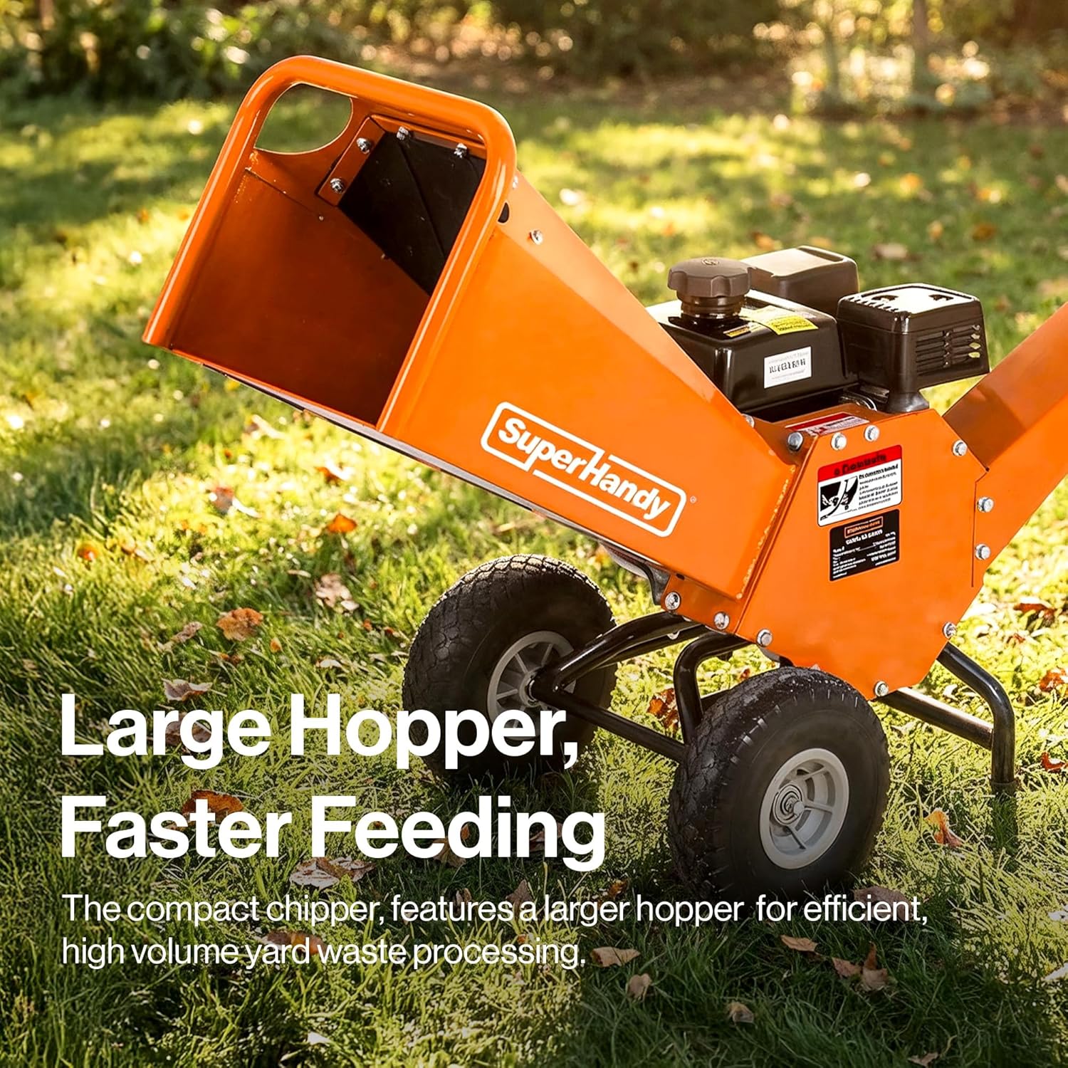 SuperHandy Wood Chipper Shredder Mulcher 7HP Engine Heavy Duty Compact Rotor Assembly Design 3" Inch Max Capacity Aids in Fire Prevention and Building Firebreaks