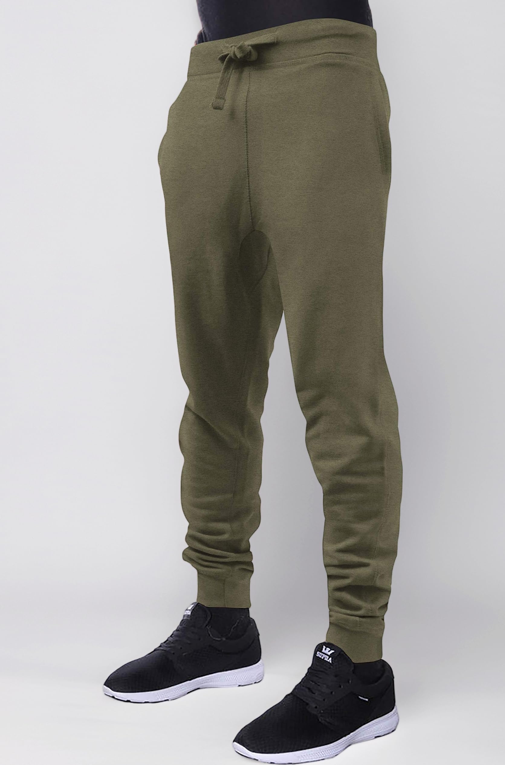 Mens Fleece Jogger Pants Elastic Active Basic Urban Harem Slim Fit