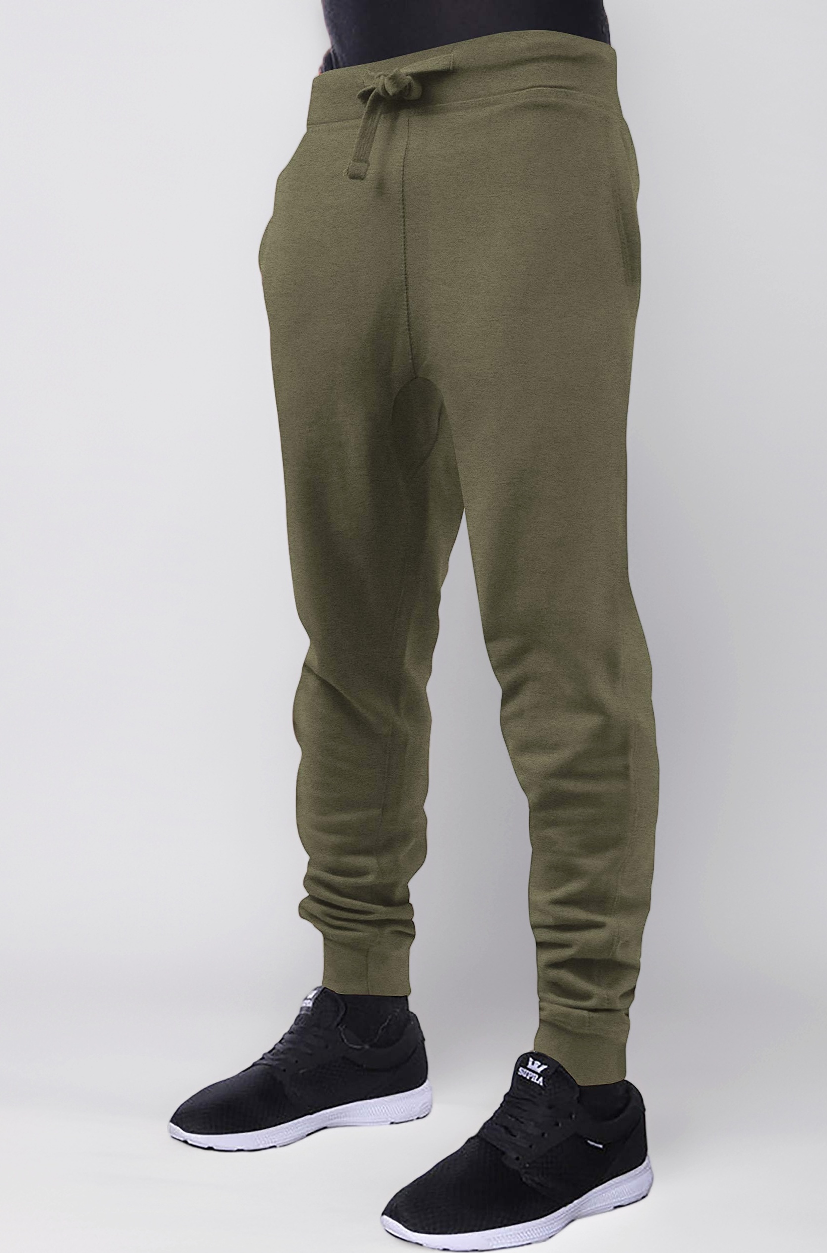 Mens Fleece Jogger Pants Elastic Active Basic Urban Harem Slim Fit