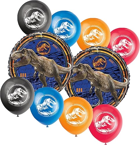 Jurassic World Fallen Kingdom - Ramo de globos para fiesta de cumpleaños, 10 piezas