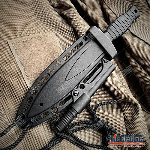 Miniatura 2 de Cuchillo táctico Cuchillo de caza, cuchillo de supervivencia, hoja de punta de lanza de 7 pulgadas con arranque de fuego en funda de retención de