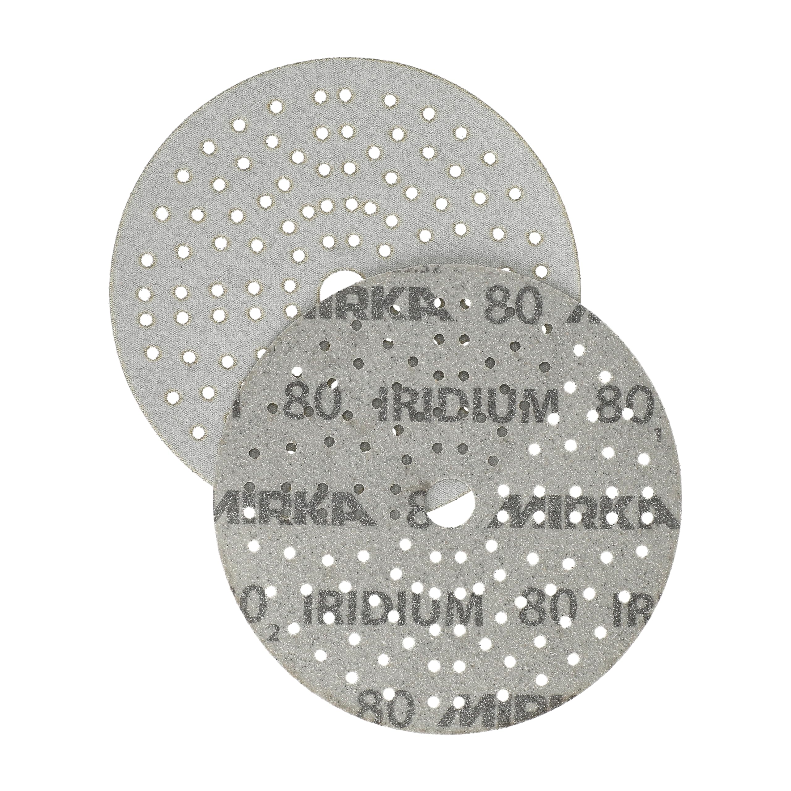 Mirka Iridium Premium carta abrasiva Ø 150 mm a strappo 121 fori, grana 80, 10 pz/Per la levigatura di vernice, stucco, fondo, legno, acciaio, materiali minerali, plastica