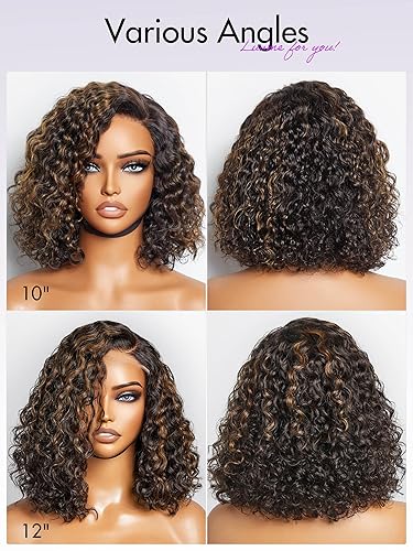 Miniatura 6 de LUVME HAIR Pelucas de cabello humano rizado sin pegamento de 12 pulgadas, precortadas, precortadas, indetectable, encaje HD, peluca de cabello