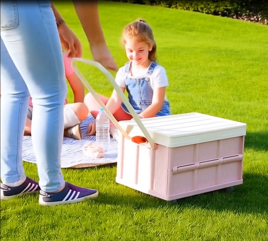 Folding Storage Bin With Lid 30L Storage Box Container Stackable Shelf Baskets Cloth Closet Car Organizers Outdoor Picnic Transport Box Toy Holder Plastic - View #6
