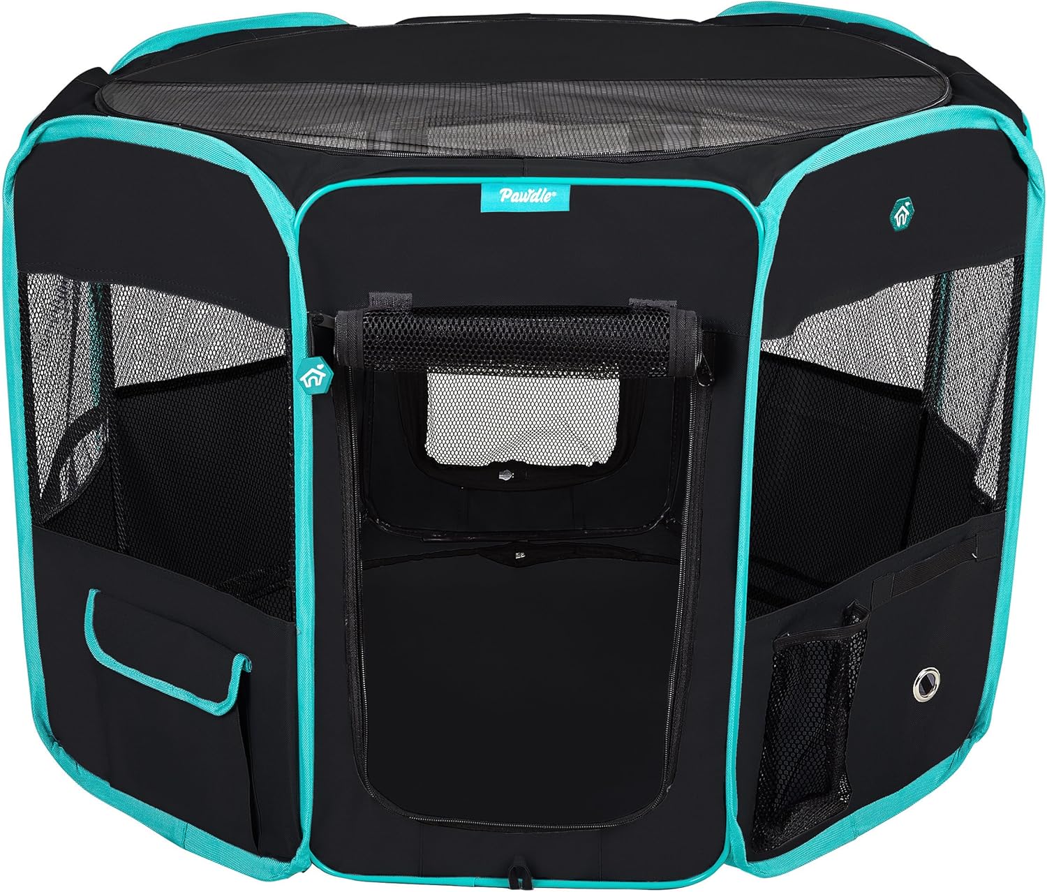 Deluxe Premium Pet Dog Playpen Portable Soft Dog Exercise Pen Kennel with Carry Bag for Dogs, Cats, Kittens, and All Pets (Medium, Black)