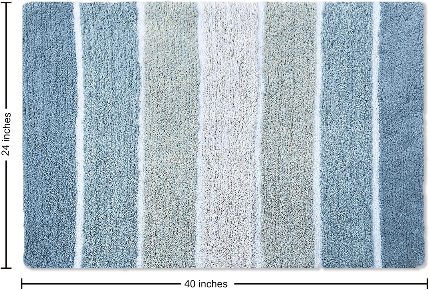 Chardin home Cordural Stripe Bath Mat, 24 x 40 Inches | Non Slip Bathroom Rug, Machine Washable, Plush, Highly Absorbent | Ombre Blues & White