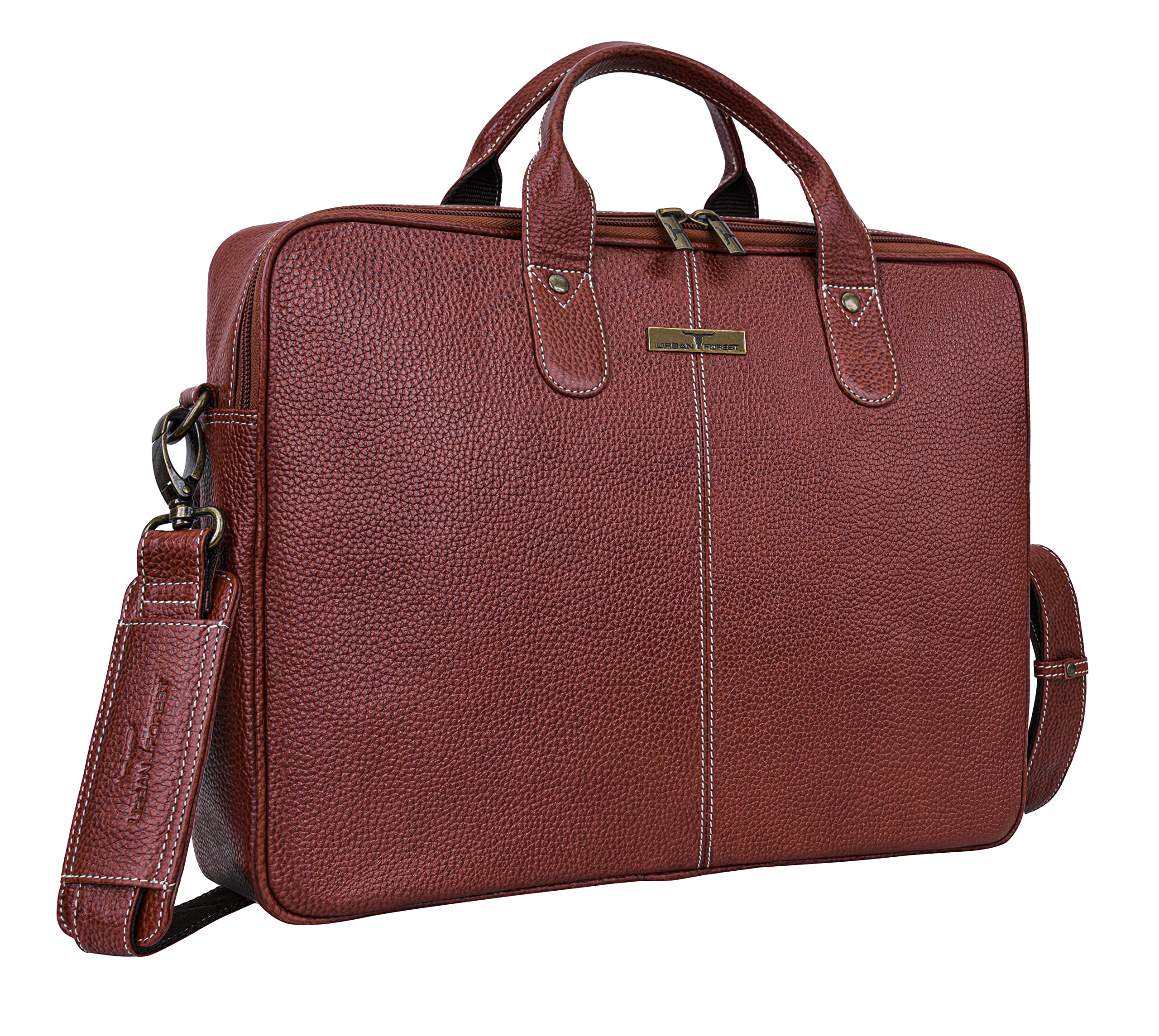 URBAN FOREST Jack Brown Leather Laptop/Messenger Bag for Men