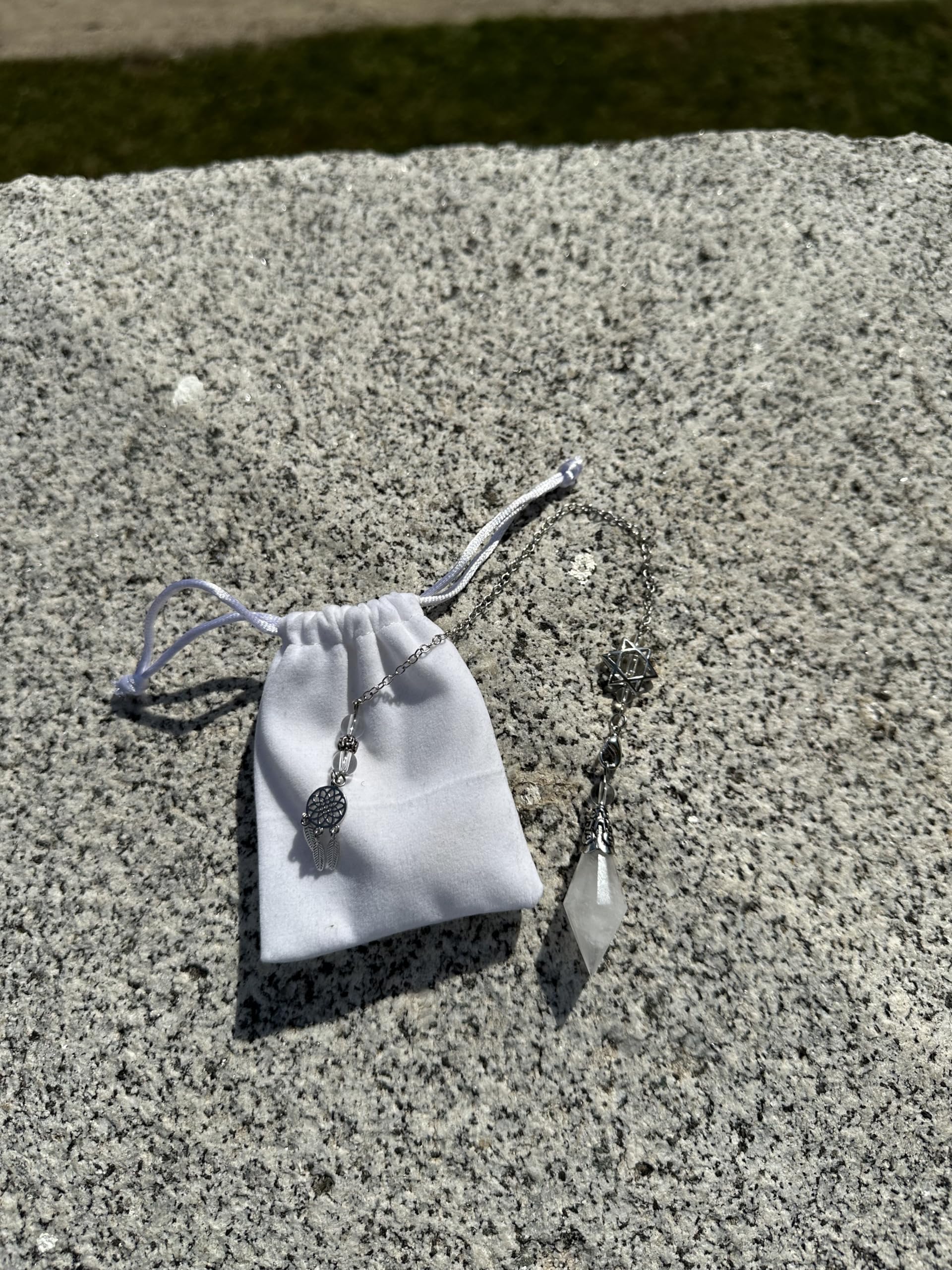 Pietra preziosa, pendolo di cristallo, pendolo di cristallo esagonale vintage per rabdomanzia pendule Chakra Reiki Divination Wicca Méditation (quarzo bianco)