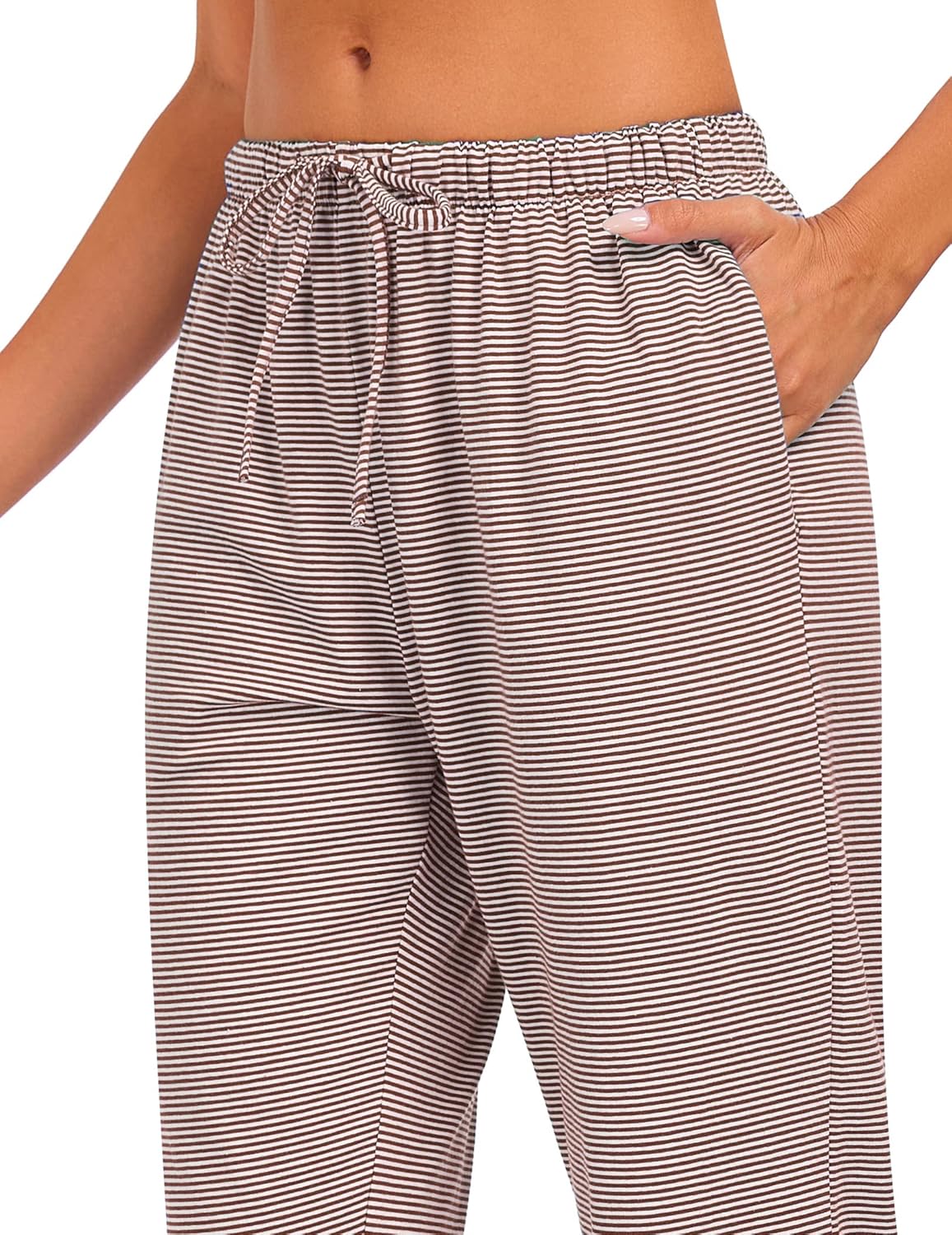 Women's Striped Pajama Pants Cotton Lounge Pants Low Rise And Drawstring Pj Bottoms - Image 4