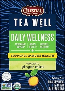 Celestial Seasonings TeaWell Herbal Tea, Daily Wellness, Organic Ginger Mint, 12 Count (Packaging May Vary)