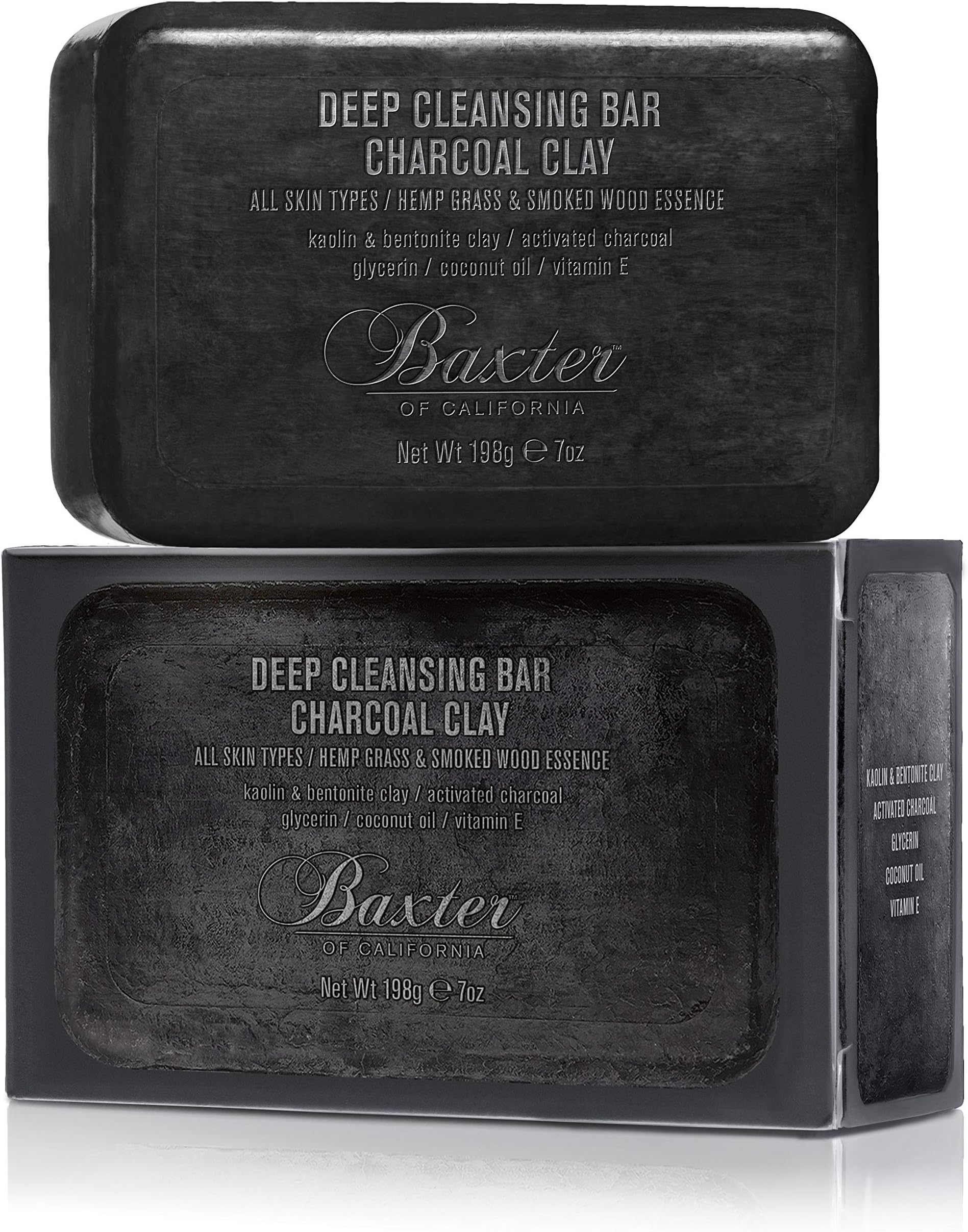 Baxter OF CALIFORNIA Deep Cleansing Bar, Charcoal Clay - Detoxifying Body, Hair & Skin Soap, 198g