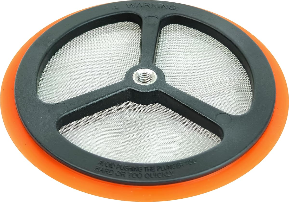 French Press Replacement Filter with Silicone Ring, 95 mm Upgraded Better Seal Design, Easy to Clean Stainless Steel Mesh Screen, Fits Most 34 oz / 1000 ml French Press Coffee Makers