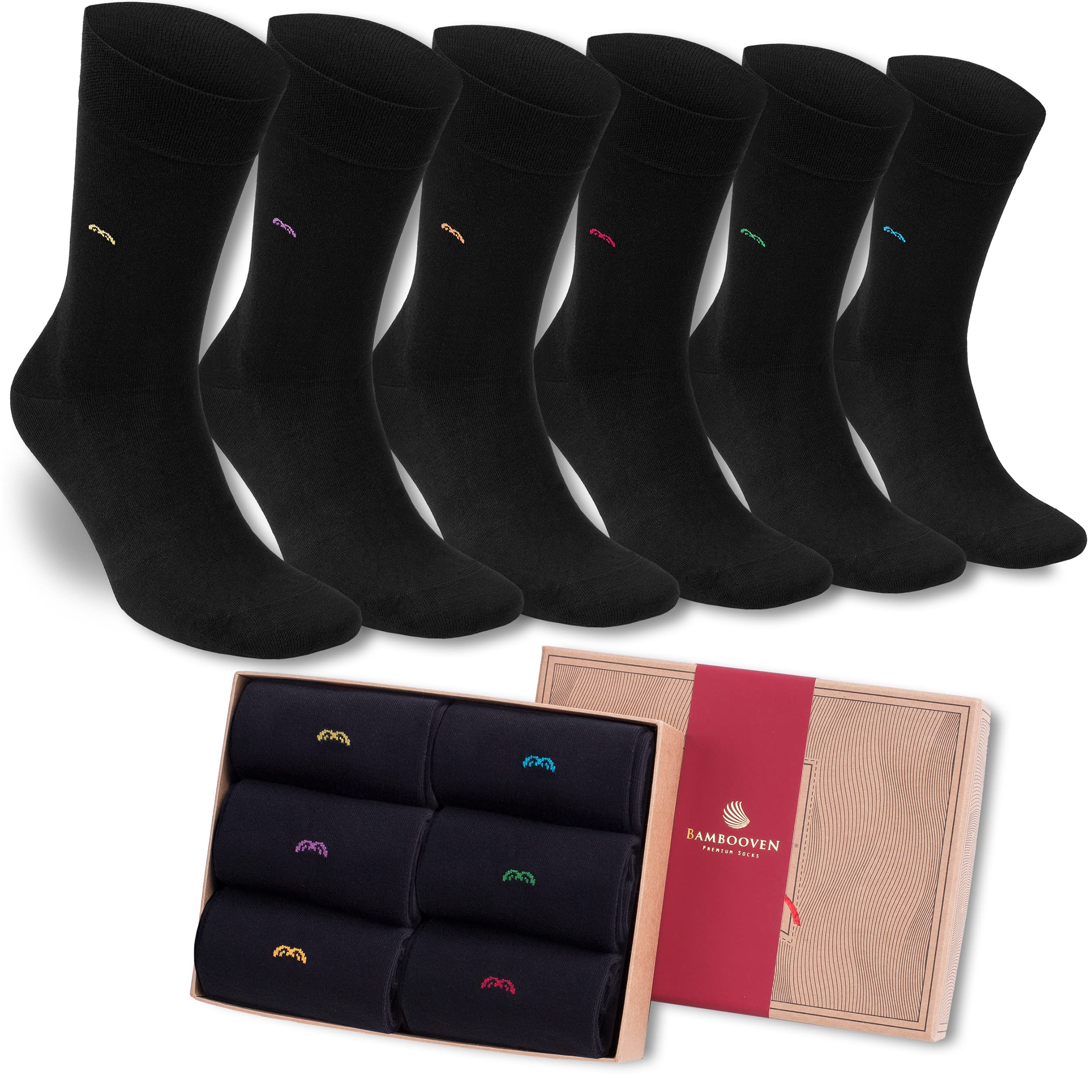 Sponsored Ad - Men’s Dress and Trouser Socks – Premium Rayon Made From Bamboo, Crew Socks (6 pair + Gift box)