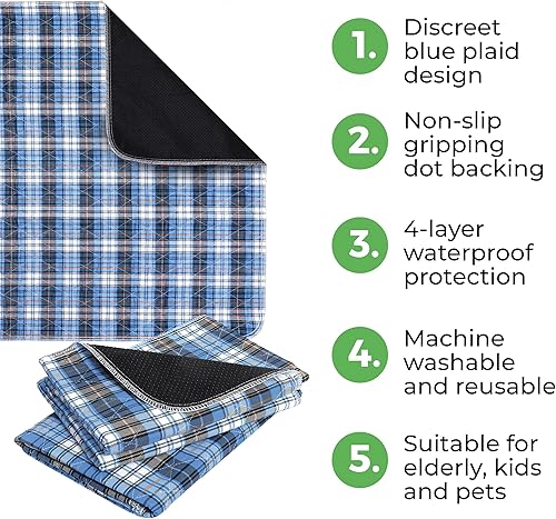 Miniatura 2 de Almohadillas de cama lavables, impermeables, para incontinencia, para mujeres y hombres, protector de colchón reutilizable e impermeable,