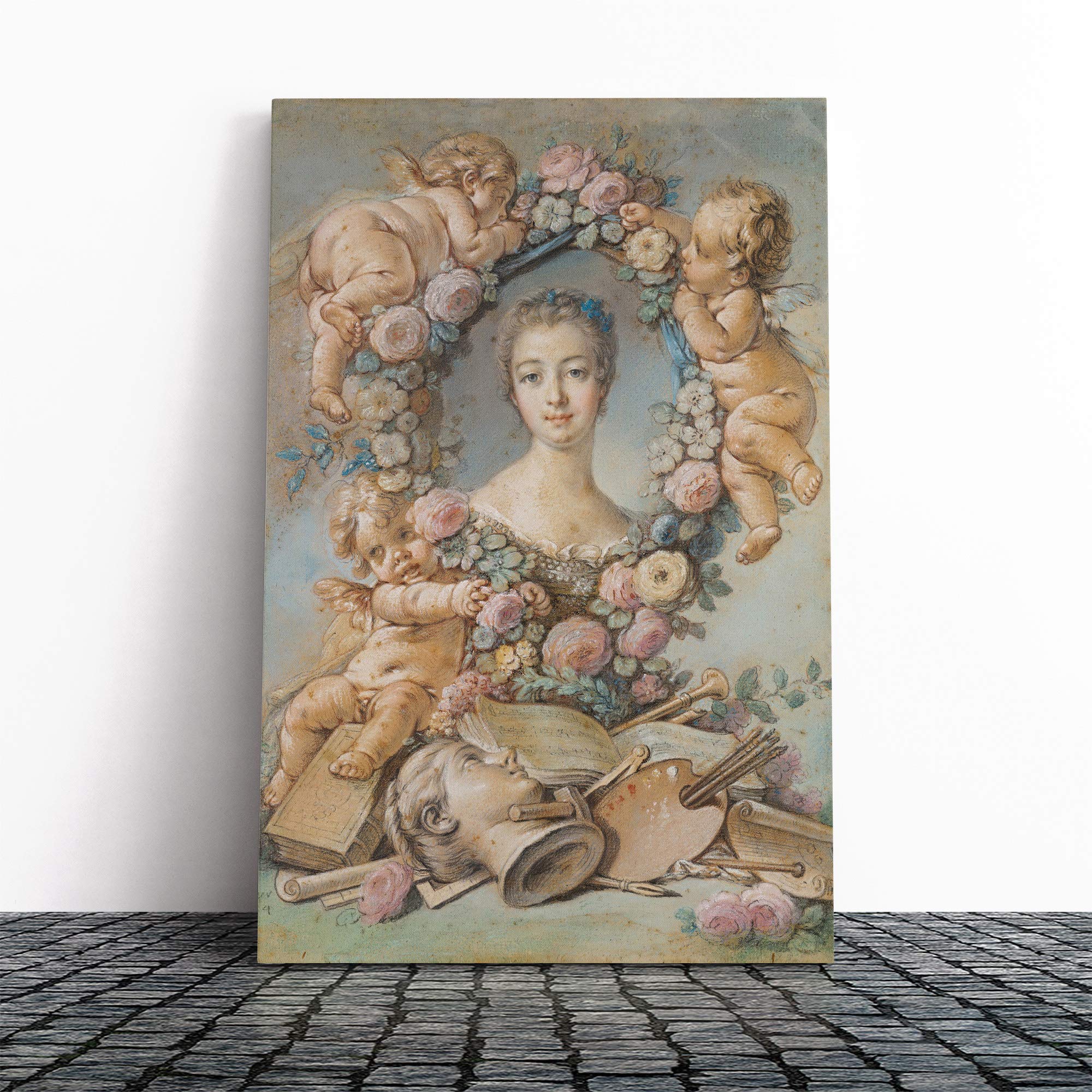 Francois Boucher Madame Pompadour Canvas Print | Gallery Wrapped 30mm Frame Wall Art | 20x14 inches | Ready to Hang | Modern Picture | Living Room Bedroom Lounge Office