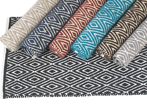 Miniatura 8 de Chardin Home, tapete 100% algodón, reversible por completo, de 21 x 34 pulgadas, se puede lavar a máquina, blanco y rojo