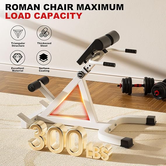 Roman Chair, Adjustable Hyperextension Bench for Men & Women
