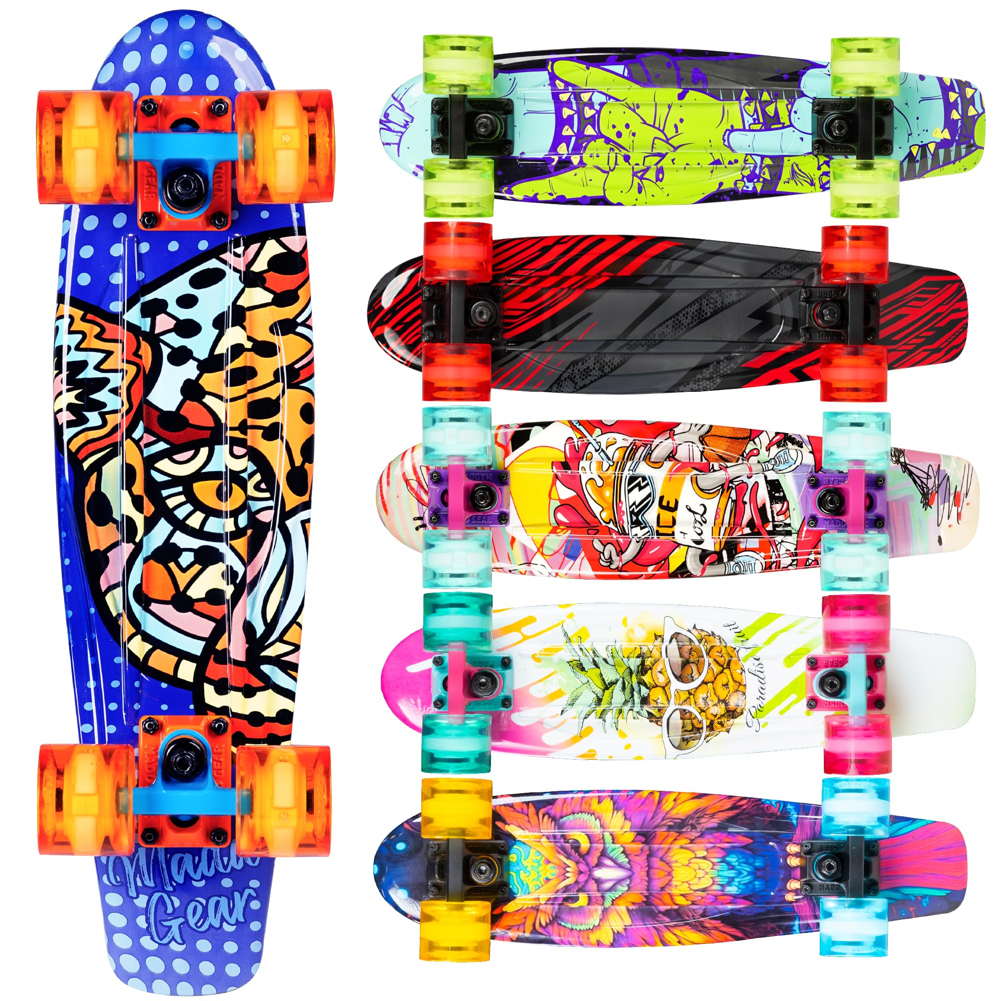Madd Gear Retro Board 22 Skateboard - Great for Ages 5 - 176lb Weight Limit