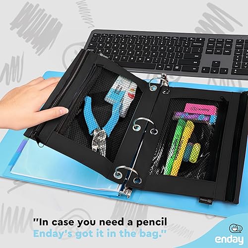 Vista 42 de Enday Estuche morado para carpeta de 3 anillas, con cremallera, estuche para lápices de 3 anillos para carpeta, estuche para lápices para carpeta