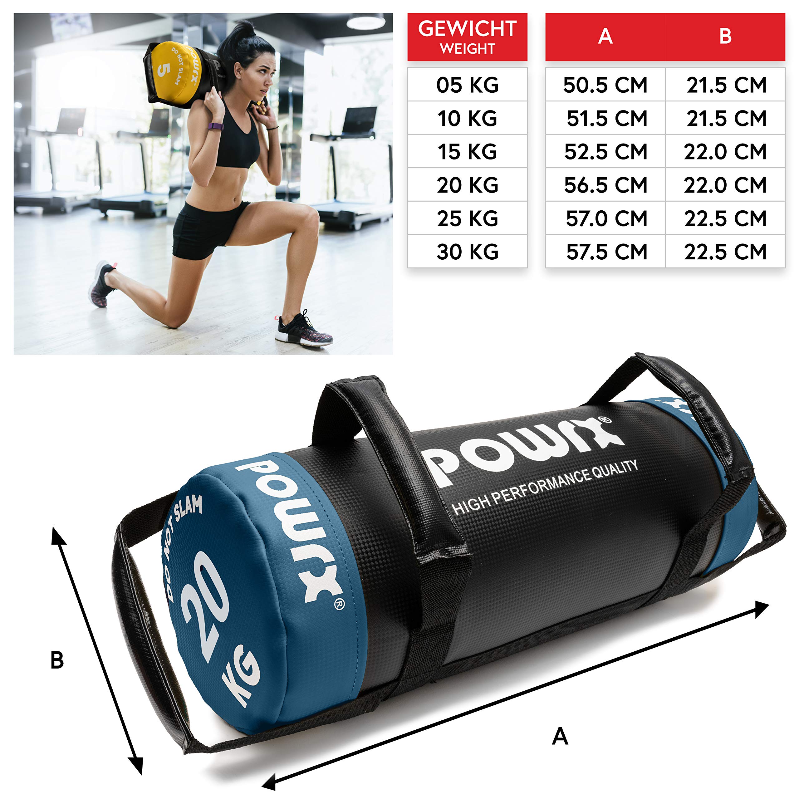 POWRX Sac de Fitness en Cuir Synthétique 5-30 kg pour Entraînement Fonctionnel