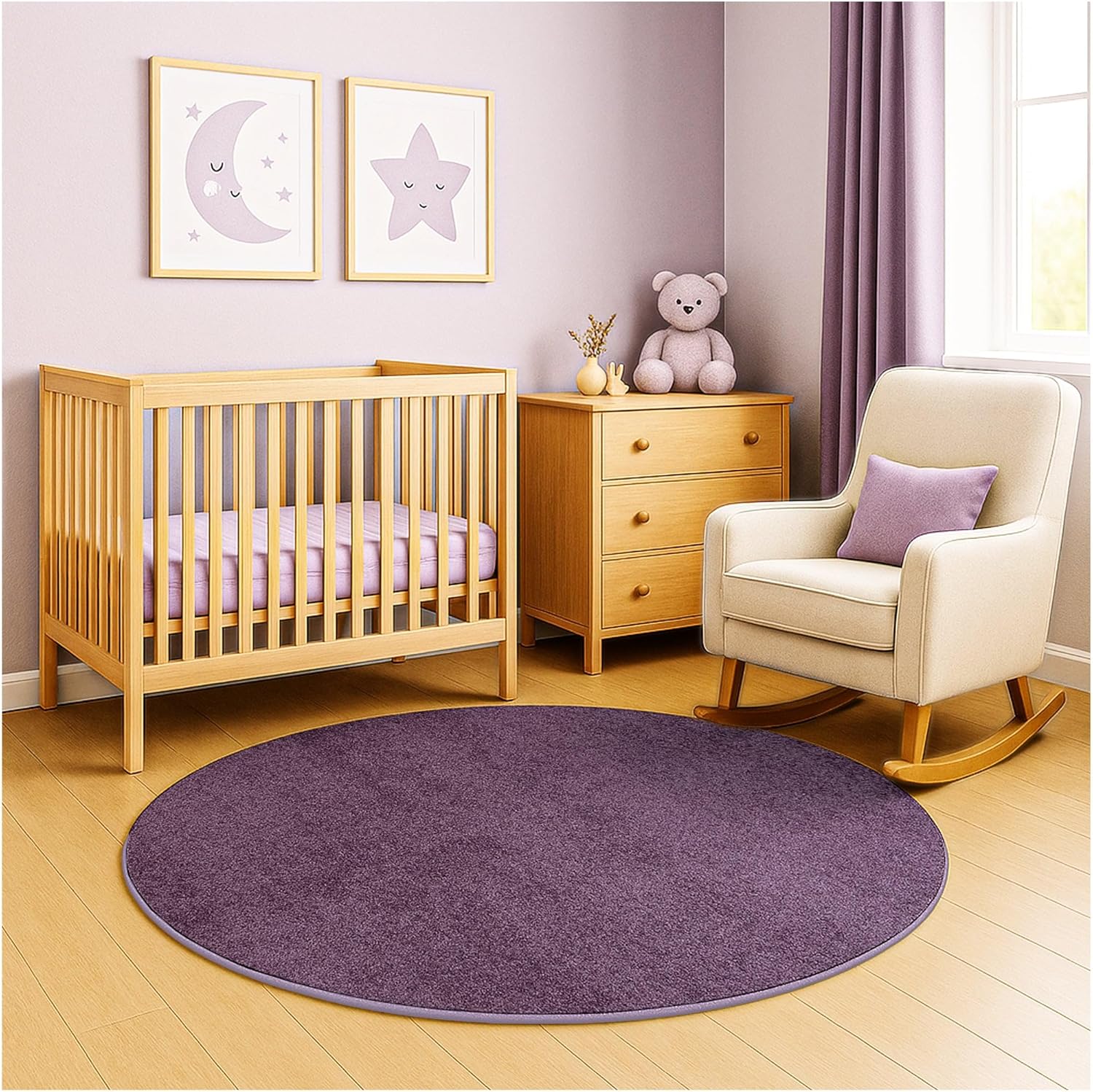 KOECKRITZ Soft & Colorful 7' x 9' Kids Classroom Area Rug – Cozy Playroom Carpet for Nursery, Daycare & Preschool, Flammability Pill Test Passed (Eggplant)