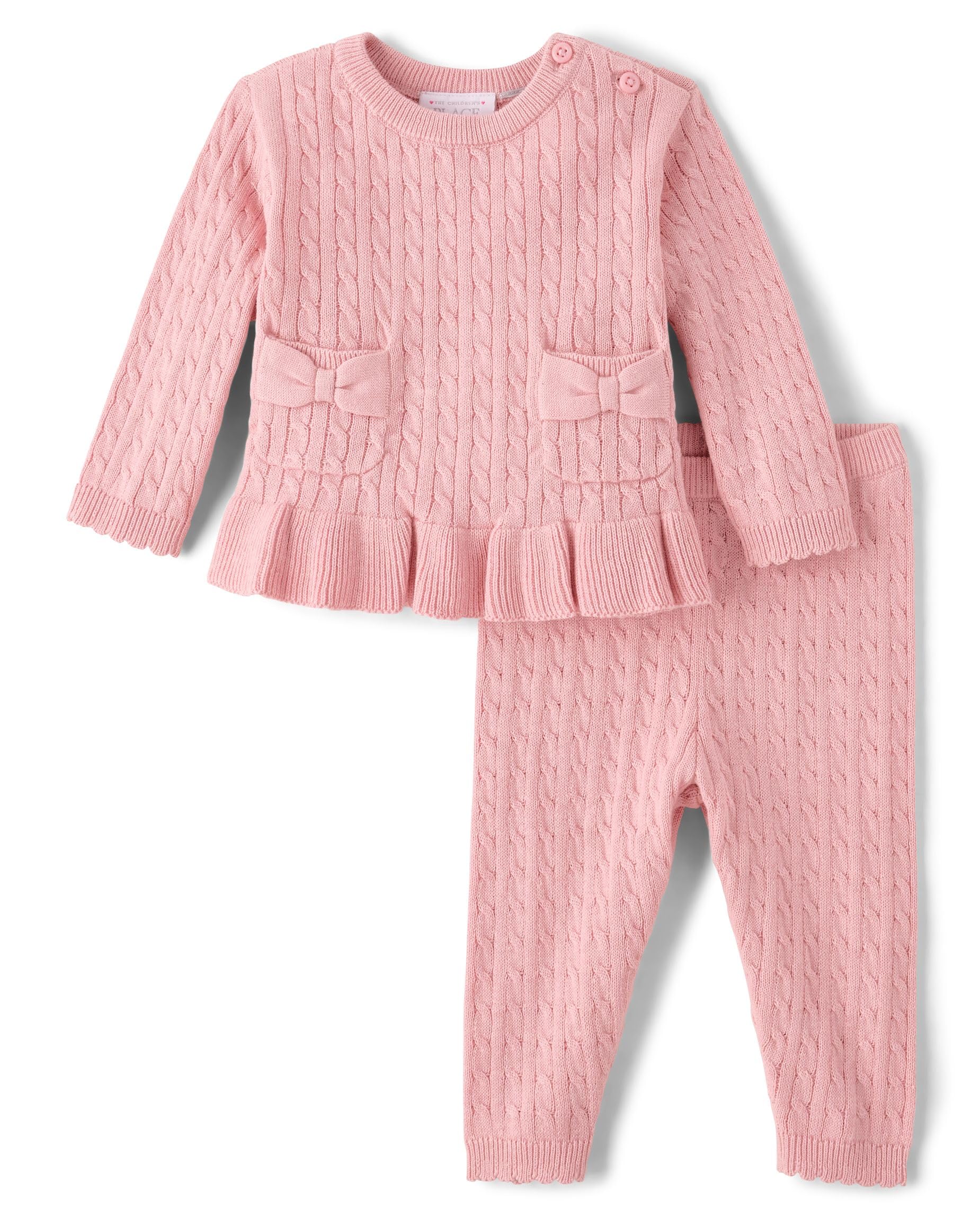 The Childrens Place Baby Girls And Newborn Long Sleeve Sweater and Pants 2 Piece Playwear Set