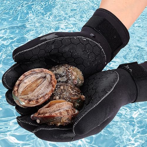 Miniatura 7 de Guantes de agua de neopreno de 0.197 pulgadas con correa ajustable para la muñeca para canoa sobre hielo, natación, kayak, pesca submarina y esquí