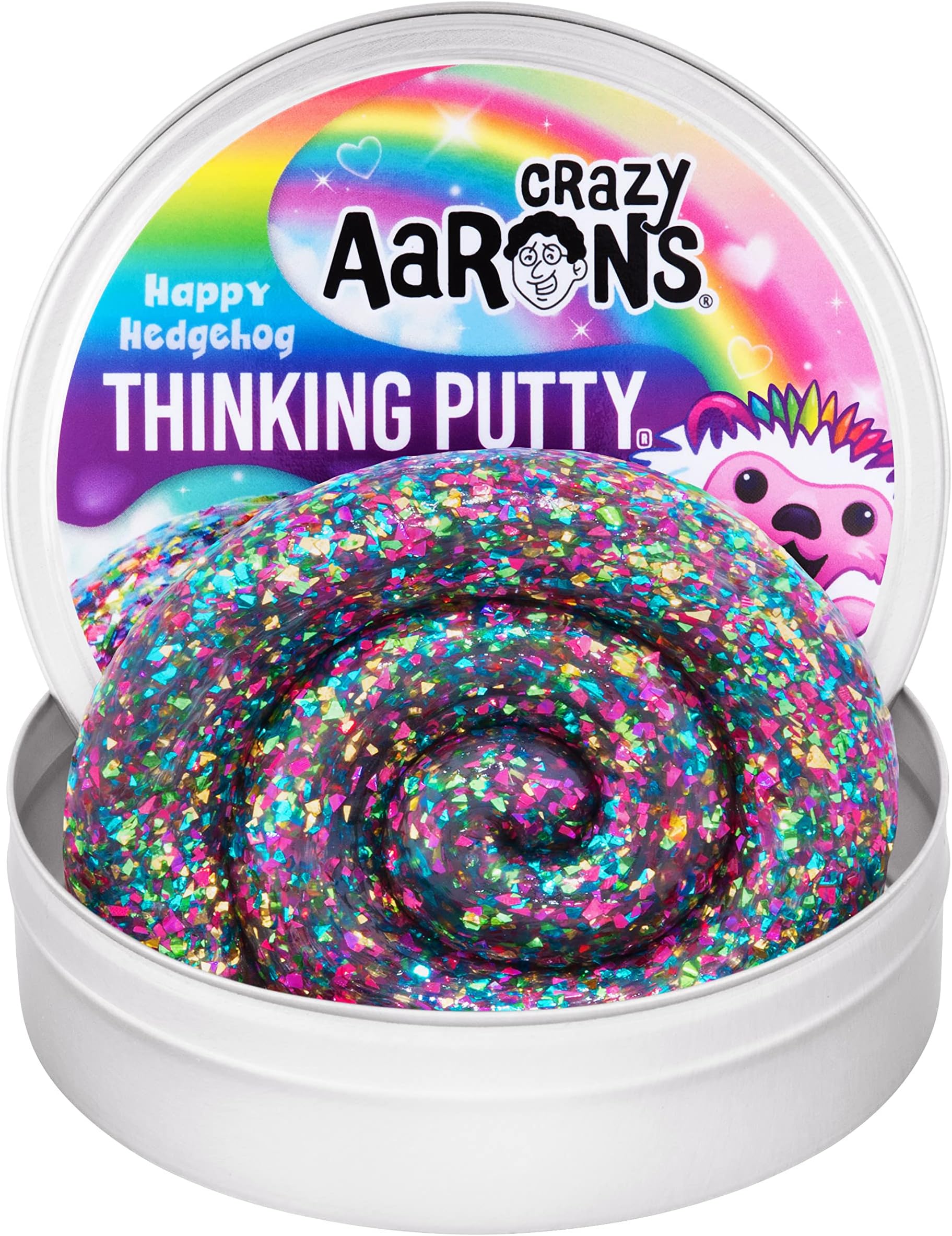 Crazy Aaron's Thinking Putty® - Happy Hedgehog - Multi-Color Sensory Putty for Kids and Grown ups in a 4" Tin - Creative and Endless Fun, Stress Relief Therapy Toys, Never Dries Out - Made in USA