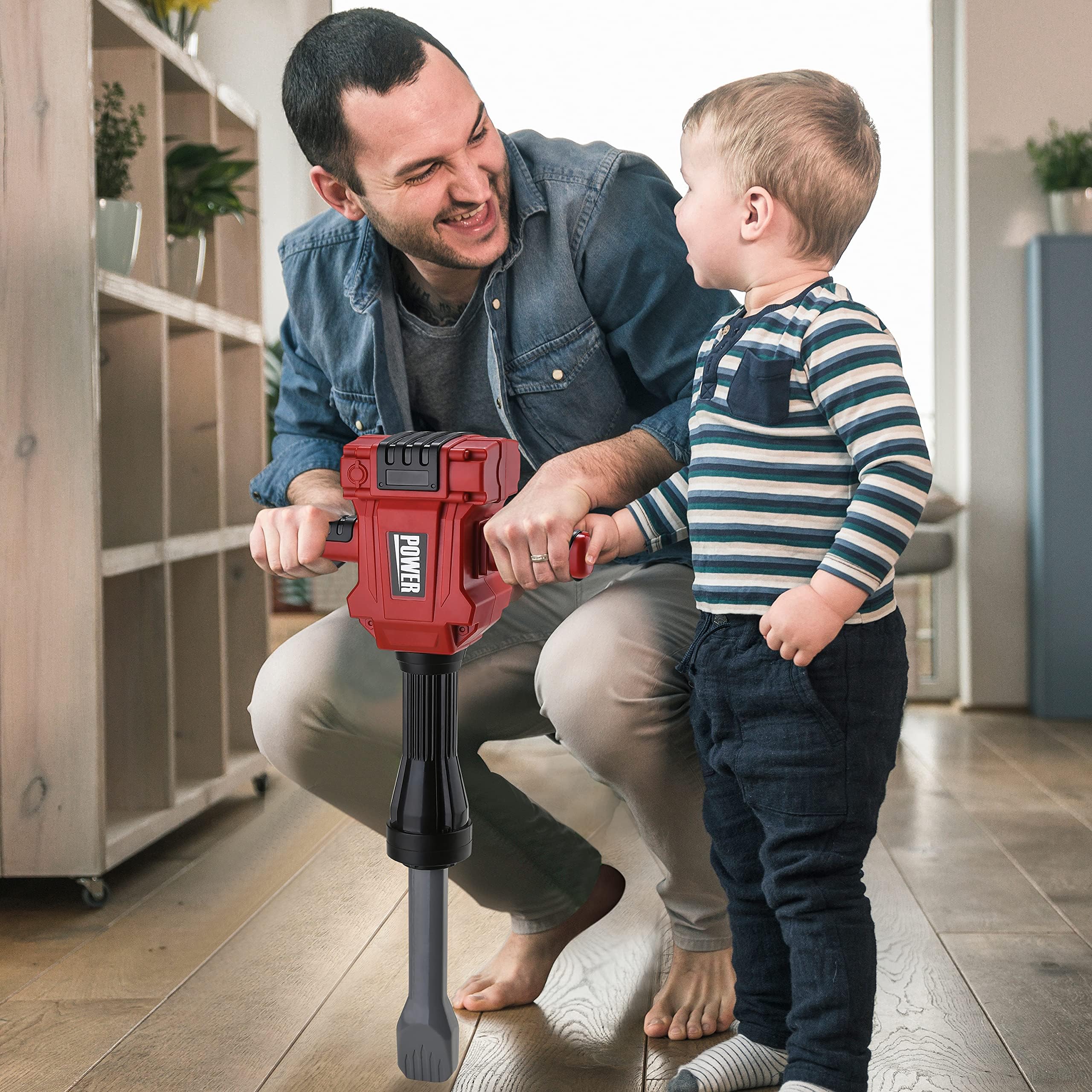 Taladro de juguete para niños, martillo neumático de juego de simulación con sonido y acción realistas, juguetes de construcción para niños y niñas de 3 a 5, 4 a 7 años 3