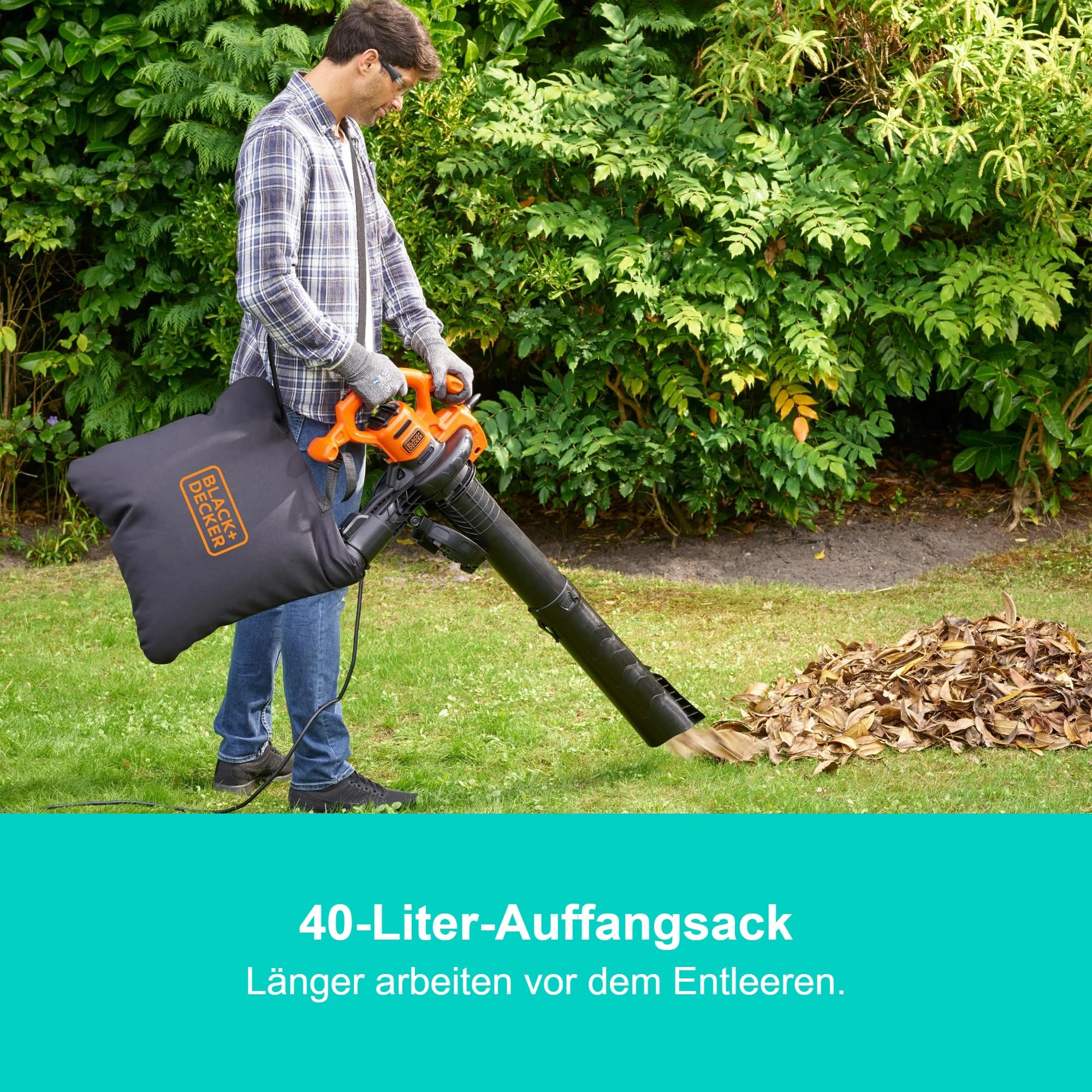 Black+Decker 3000W 3-in-1 Laubbläser, Laubsauger und Häcksler