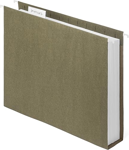 50 carpetas colgantes de capacidad adicional, carpetas colgantes expansibles resistentes con expansión de 2 pulgadas, tamaño carta estándar,