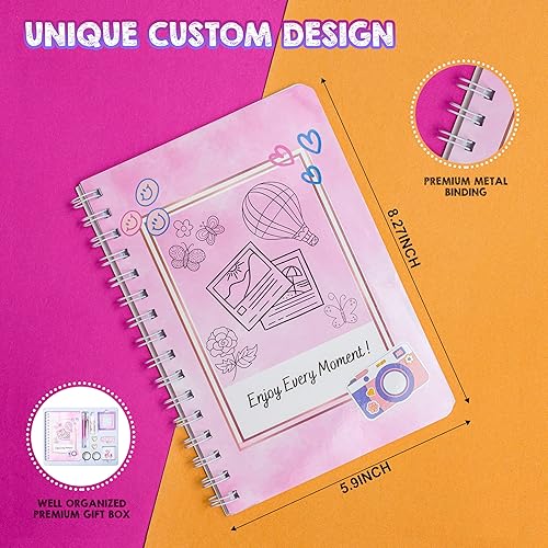 Miniatura 4 de FINcredible Kit de diario de bricolaje, kit de diario de fotos, kit de álbum de recortes, organizador de diario personalizado para preadolescentes y