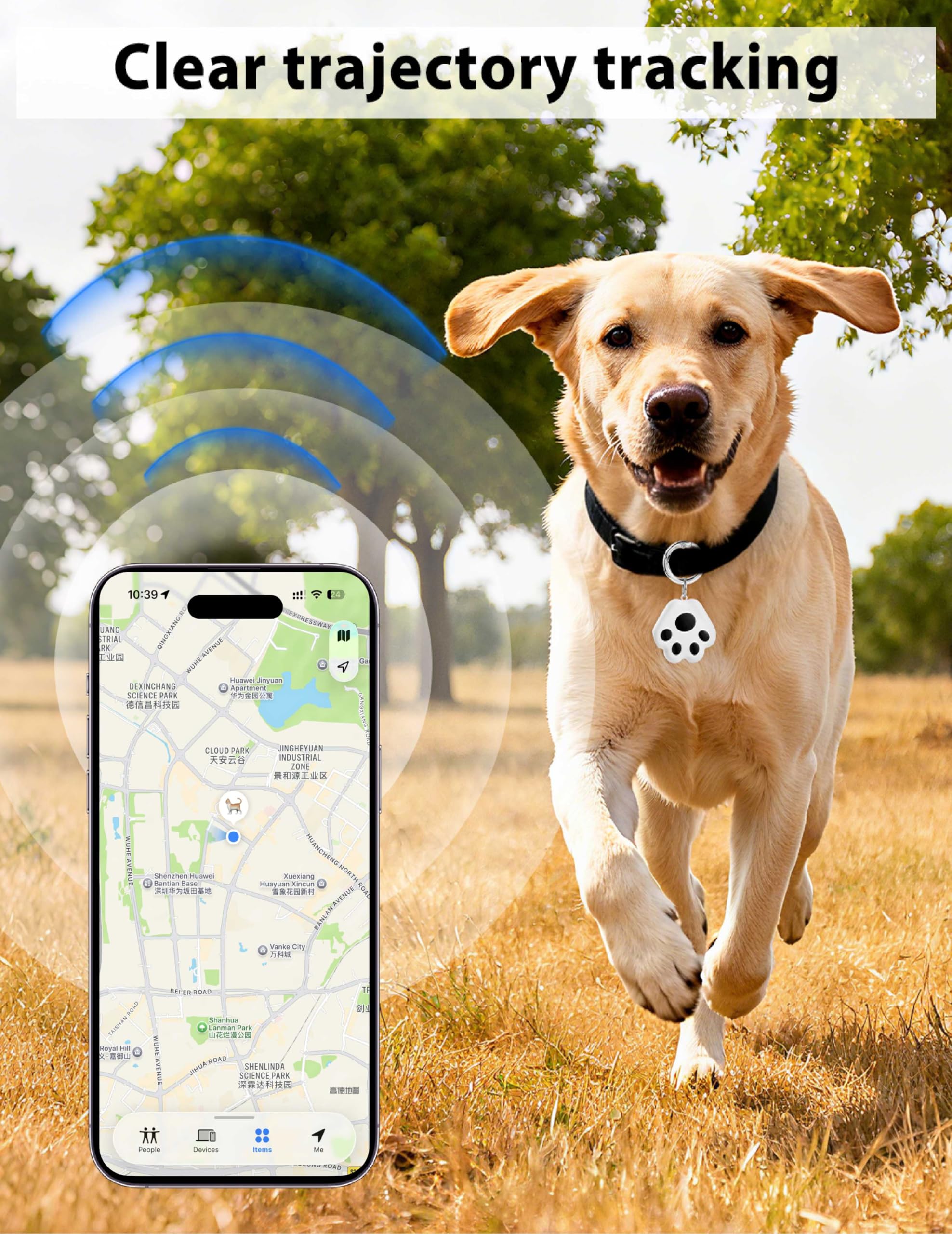 【Haustier GPS Tracker für Hund und Katze】Hunde und Katzen Kleine Tracking Tag für Google und iOS ohne Abonnement Keine Gebühr - Smart Pets Tracker Wasserdicht Staubdicht Extra Lange