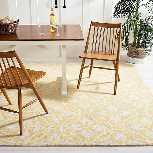 SAFAVIEH Four Seasons Collection FRS236D - Alfombra floral con gancho a mano, 8 x 10 pies, color dorado y marfil