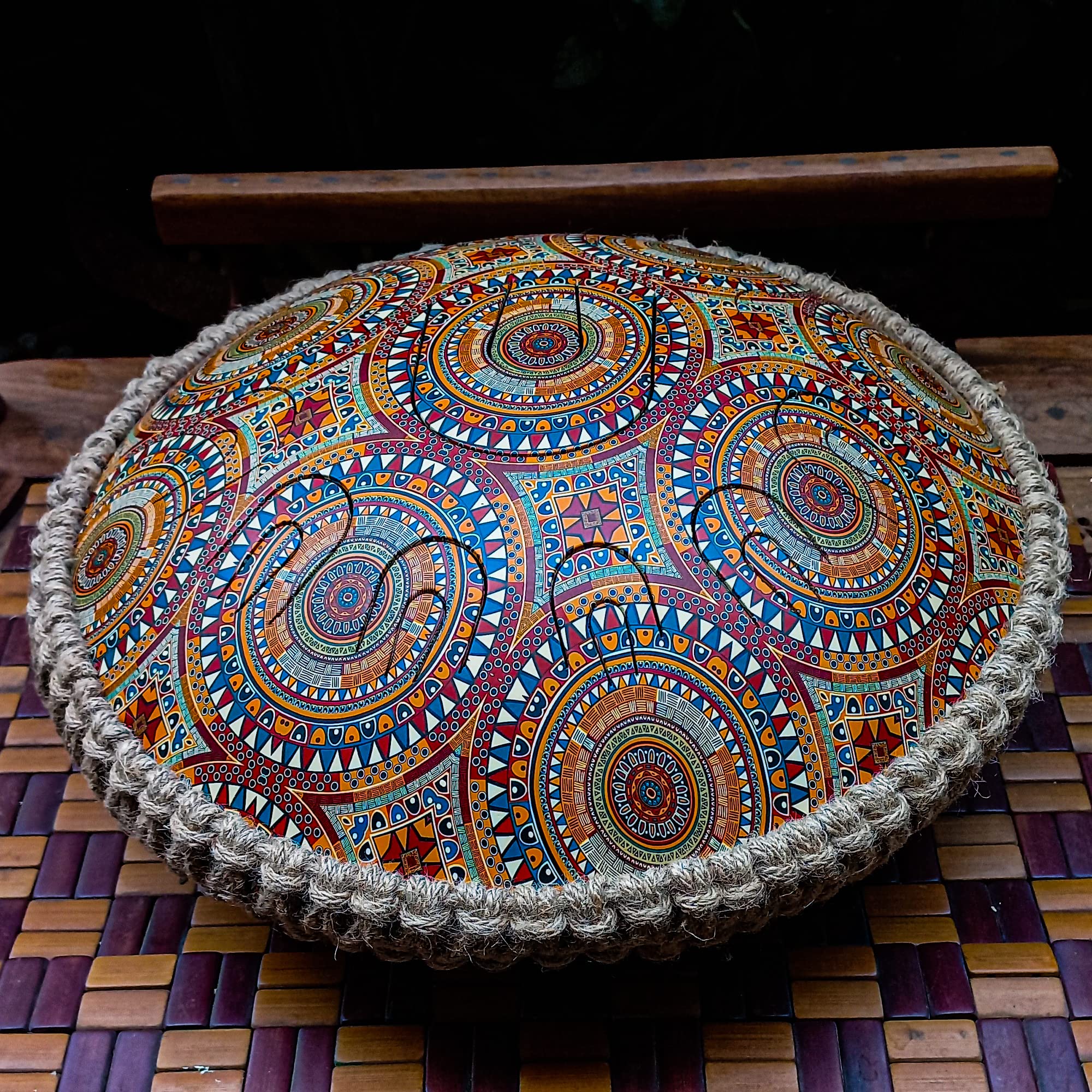 India Meets India Multicolor 14 inch Steel Tongue Drum Handpan Hand Drum 22 Notes Percussion Instrument with Sling Bag