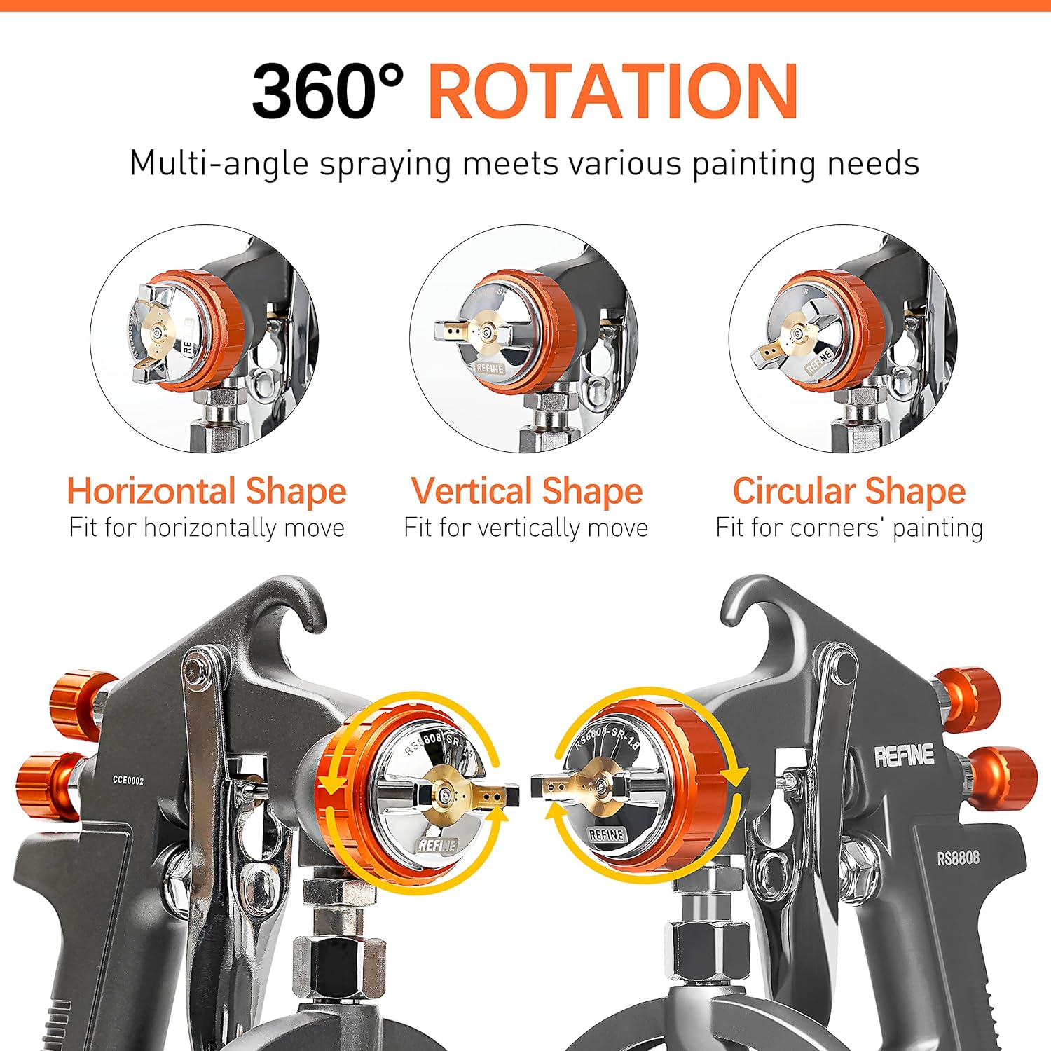 REFINE Spray Gun, Siphon Air Spray Gun, 1.8mm Nozzle, 1000CC Aluminum Cup, Special Process, Easy to Clean, Paint Gun, Automotive Paint Spray Gun, Paint Sprayer for Car, Furniture, House Painting, DIY.