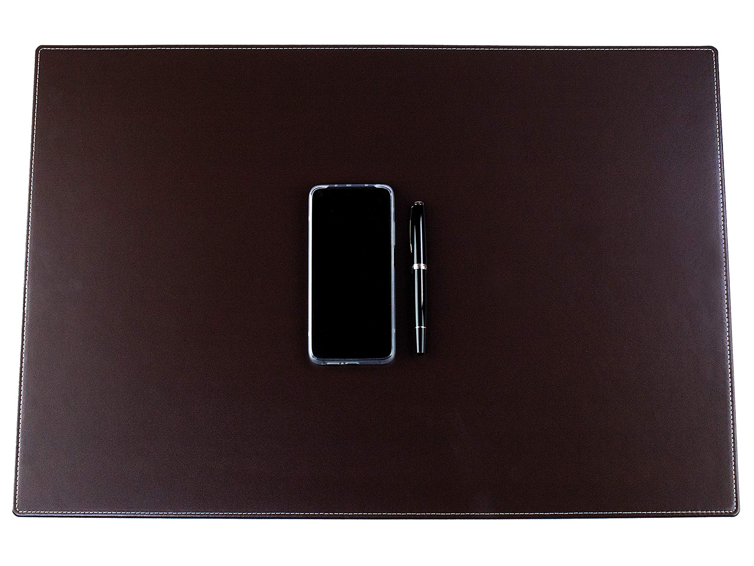 DELMON VARONE - Personalisierbare Schreibtischunterlage XL Cambridge Top Grain Leder braun, Rutschfeste Echtleder Schreibunterlage abwaschbar, Schreibtisch Unterlage geeignet als Mousepad, 65 x 45 cm