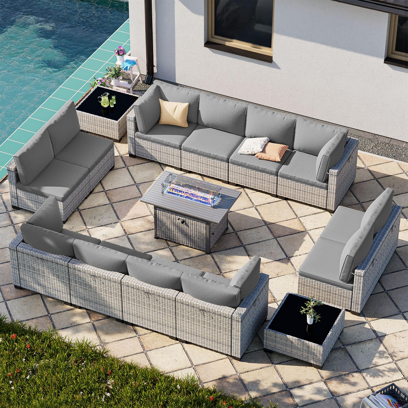 Outdoor PE Wicker Rattan Modular Patio Sectional Sofa Set