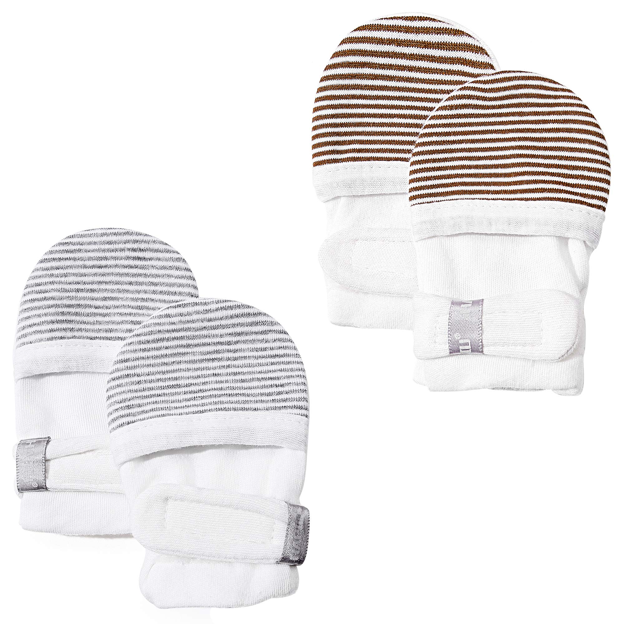 HAPIU Baby Newborn No Scratch Mittens Stay On, 100% Cotton Adjustable 0-12M
