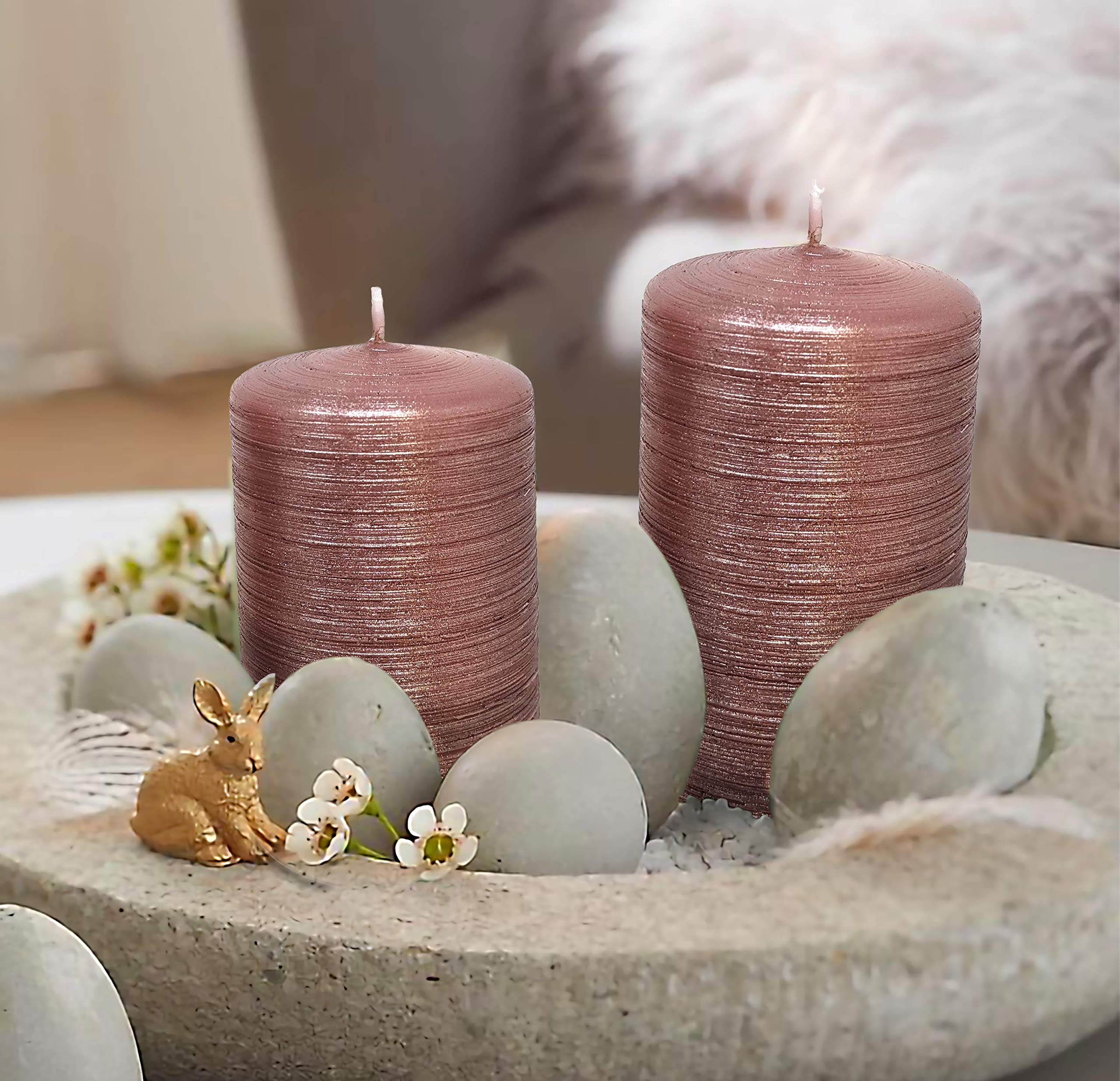 Amazon.com: Hyoola Brushed Metallic Pillar Candles - 2 Pack