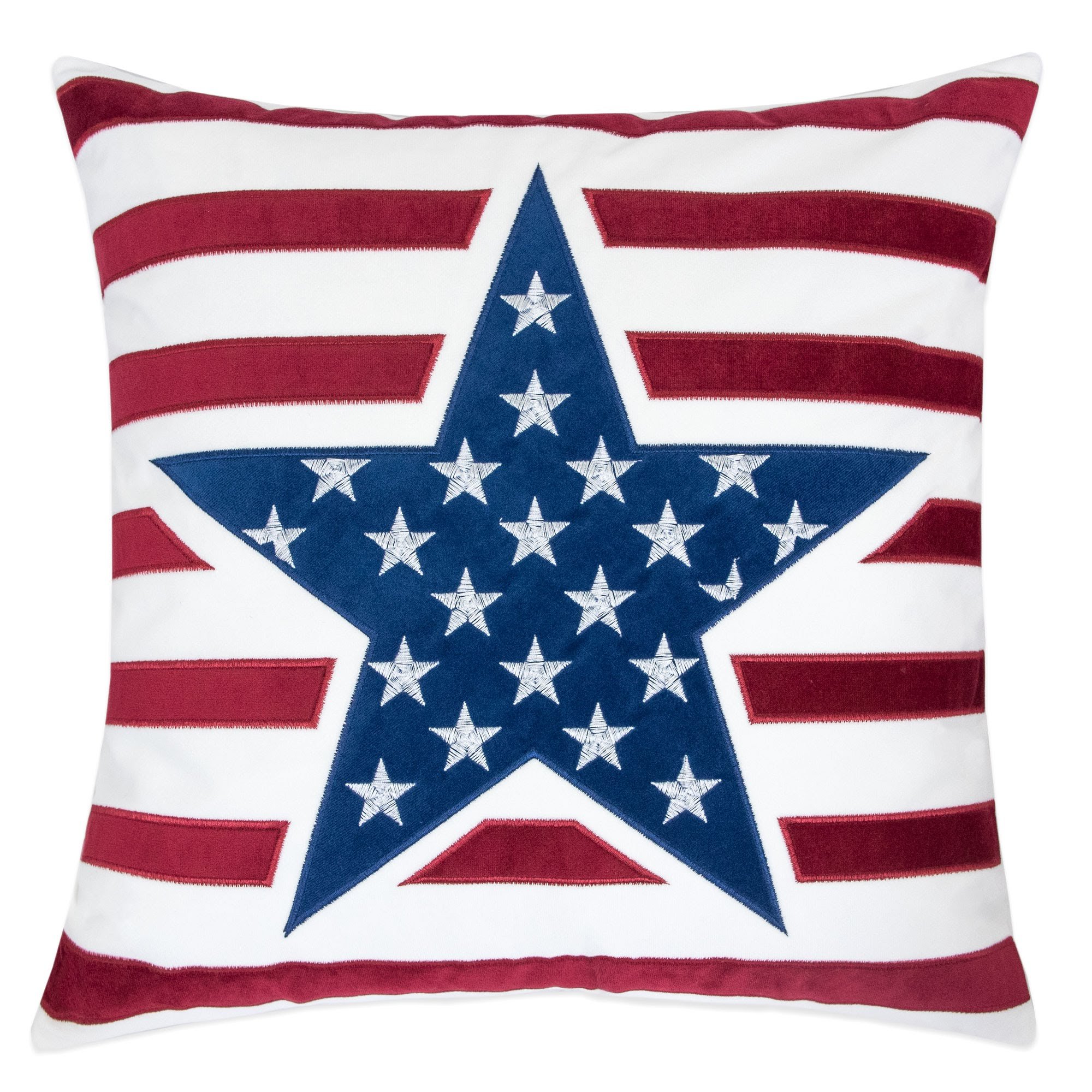Homey COZY Federa Cuscino 50x50 Cm Velluto Bandiera Americana | Ricamo Patriottico, Copricuscino Con Cerniera