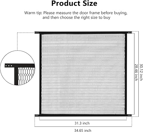 Miniatura 2 de Guardian - Rejilla de acero para mascotas (negro, 36 pulgadas), protector de puerta para perros, mascotas, gatos, protector de arañazos, protector