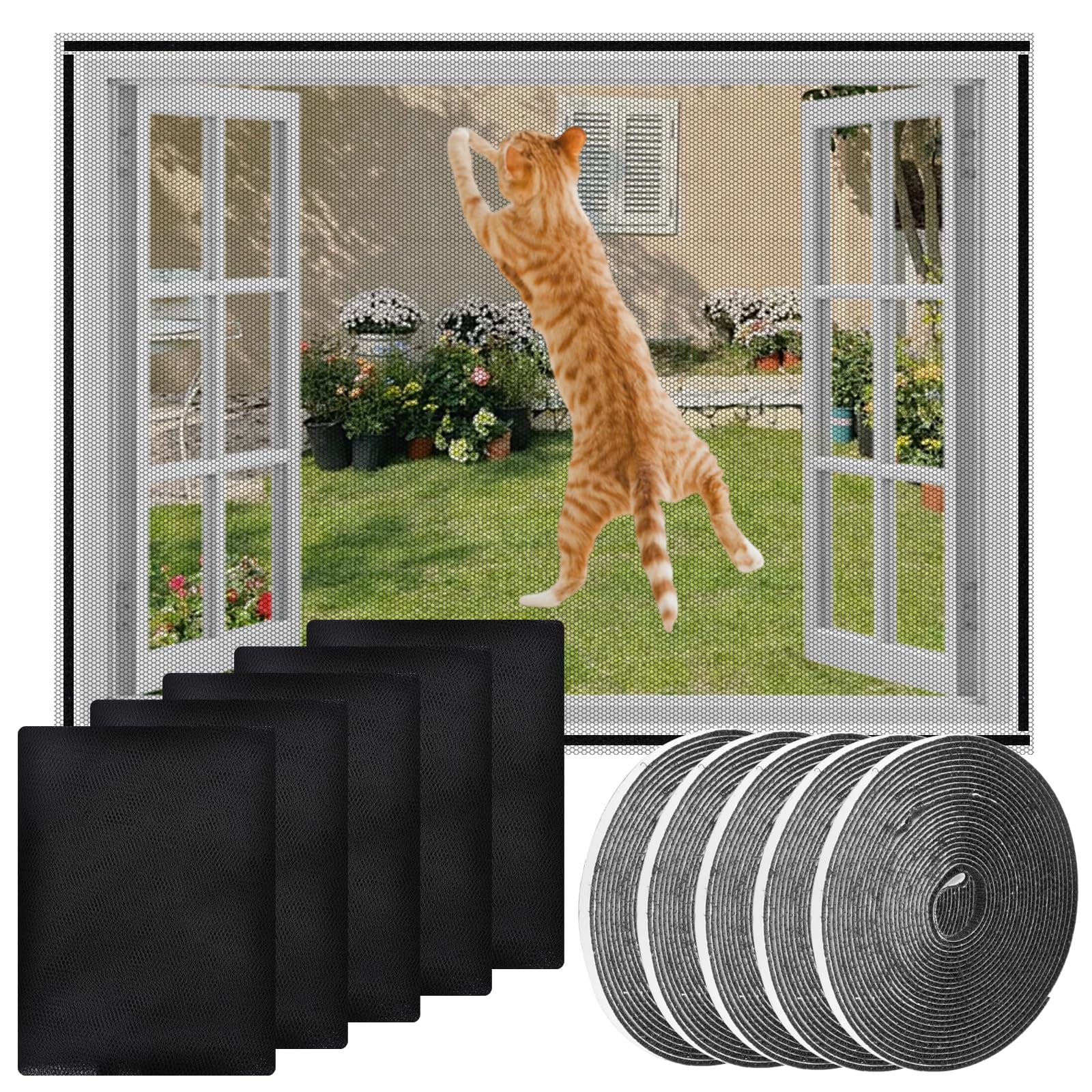 5 Sets 130 x 150 cm Detachable Window Screen for Cat Guard, Mosquito Net