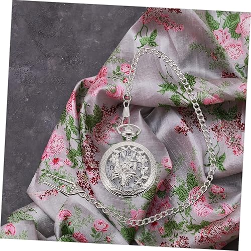 Miniatura 5 de ERINGOGO Reloj de bolsillo para hombre, 2 piezas, reloj minimalista con colgante de plata para hombre, colgante para hombre, relojes clásicos huecos