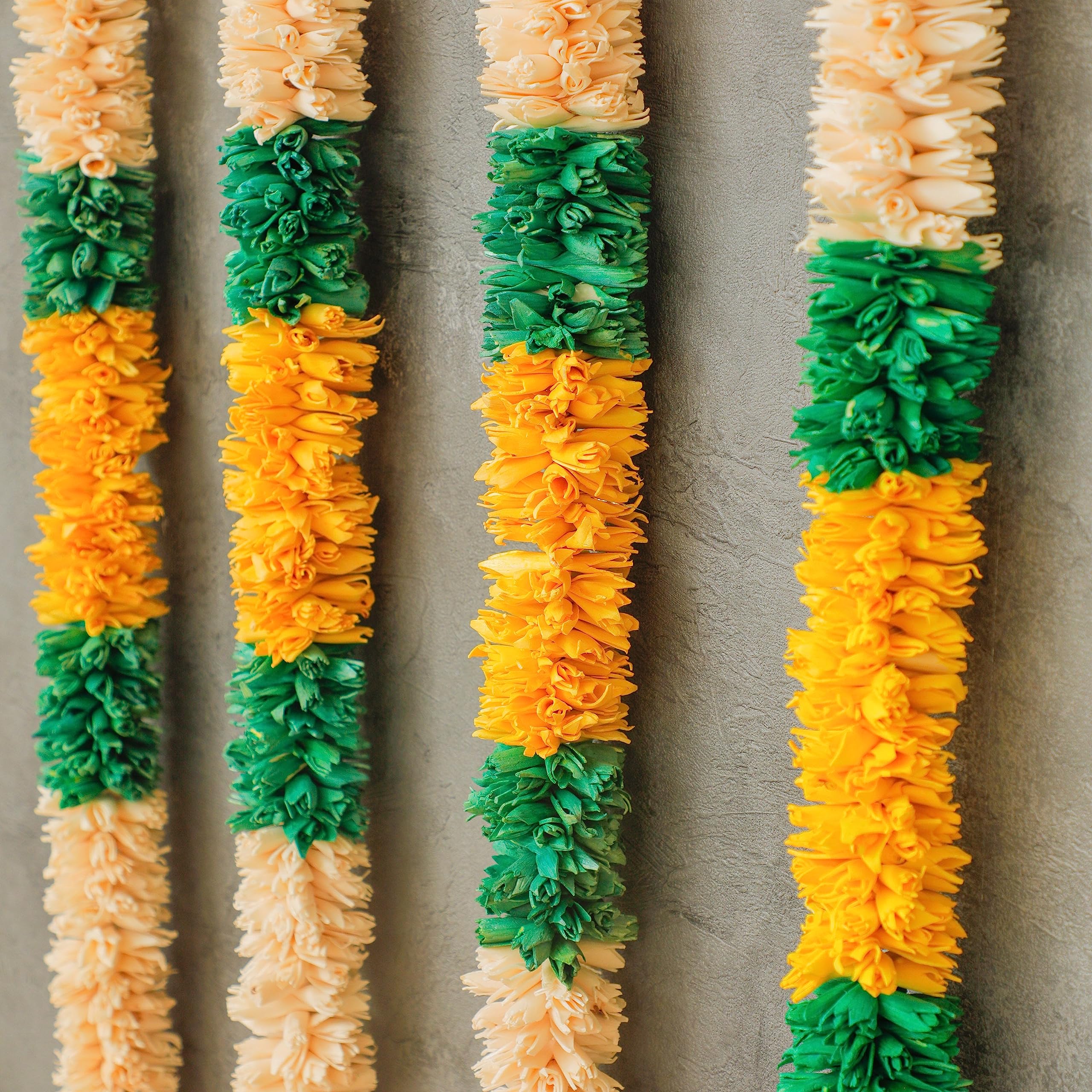 Yellow Lily Garlands Indian Decor | Artificial Solawood Garlands for Pooja Mandir & Wedding Decor | 5.5ft (Pack of 2)