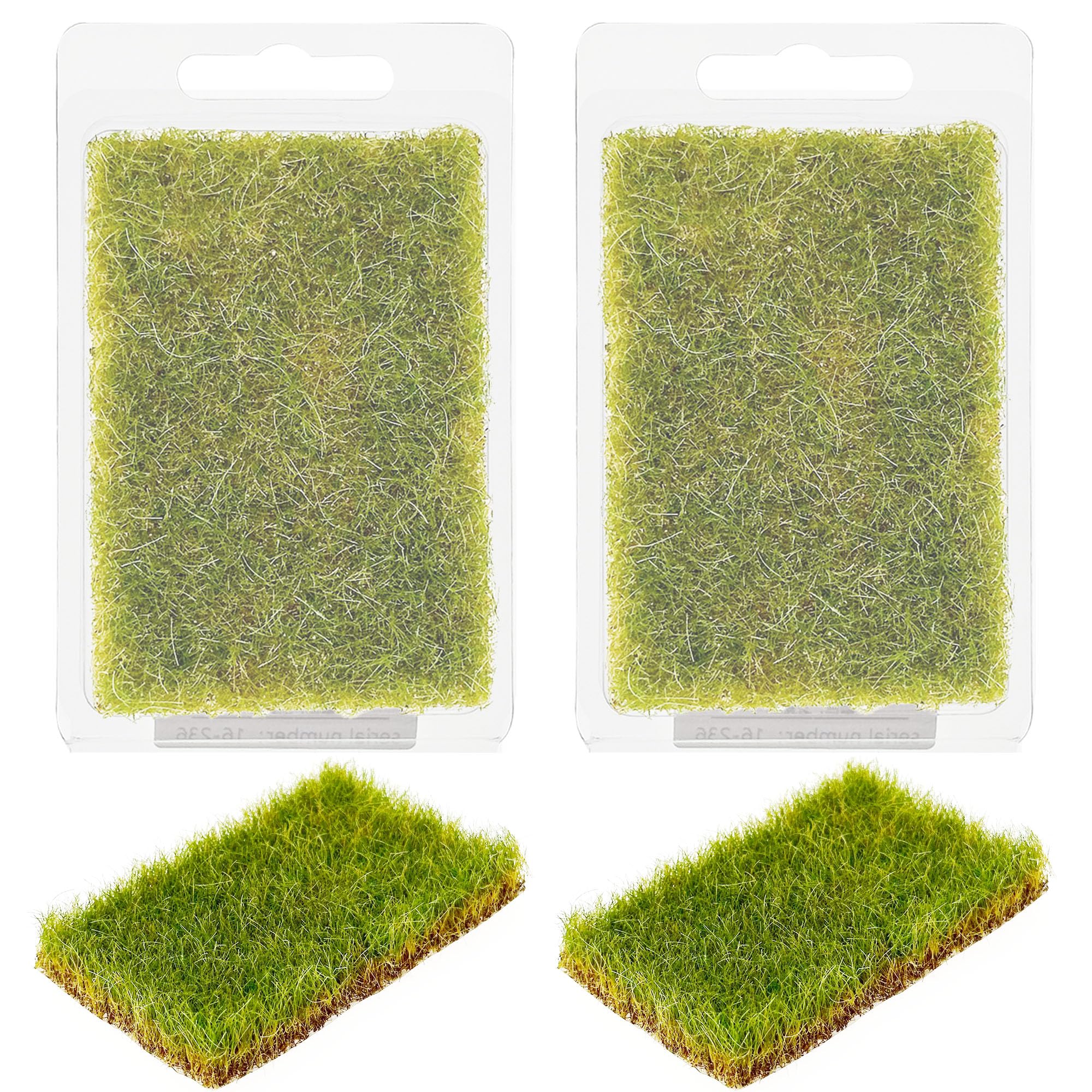 Woohome 2 PCS Static Grass Tuft Railway Artificial Grass for Train Scenery, Railway Landscape, Military Sand Table DIY, Yellowish Green โ image 1