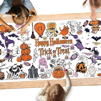 Hidnvefen Giant Halloween Coloring Tablecloth for Kids 30x72 Inch