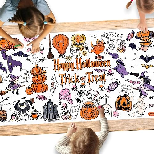 Hidnvefen Giant Halloween Coloring Tablecloth for Kids 30x72 Inch
