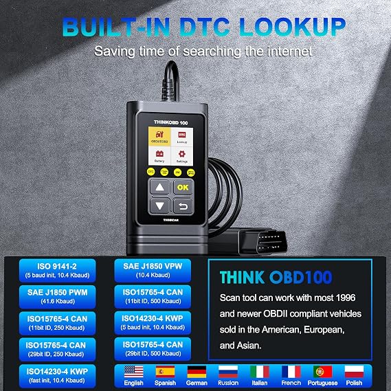 THINKCAR OBD100 OBD2 Code Reader, Universal Car OBD2 Scanner
